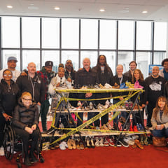 The silent march — shoes of murdered children, laid out