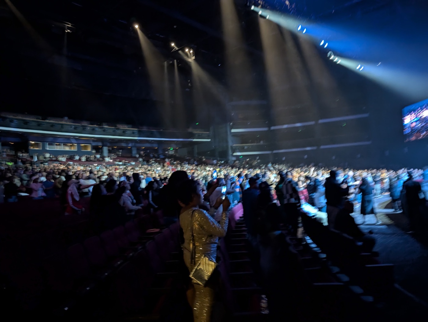The Peacock Theater full to the back rows under the stage lights at the Watts premiere